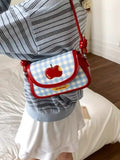 Apple Gingham Pattern Shoulder Bag