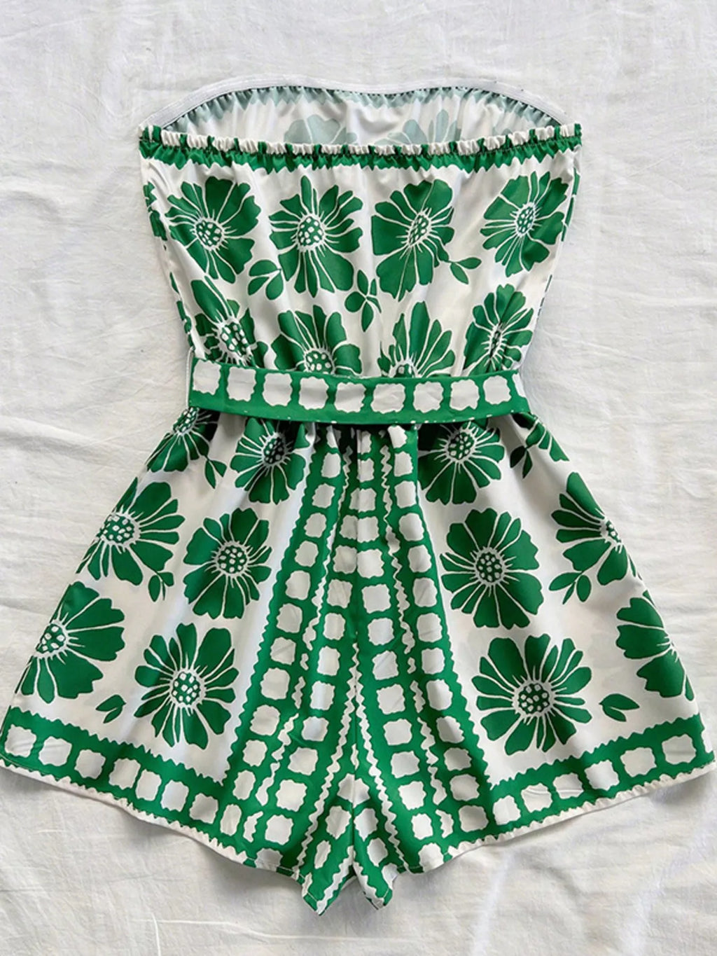 Strapless Tie Waist Romper