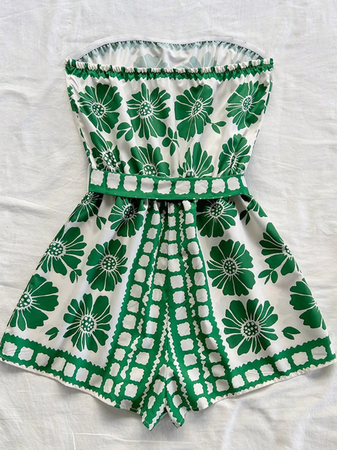 Strapless Tie Waist Romper