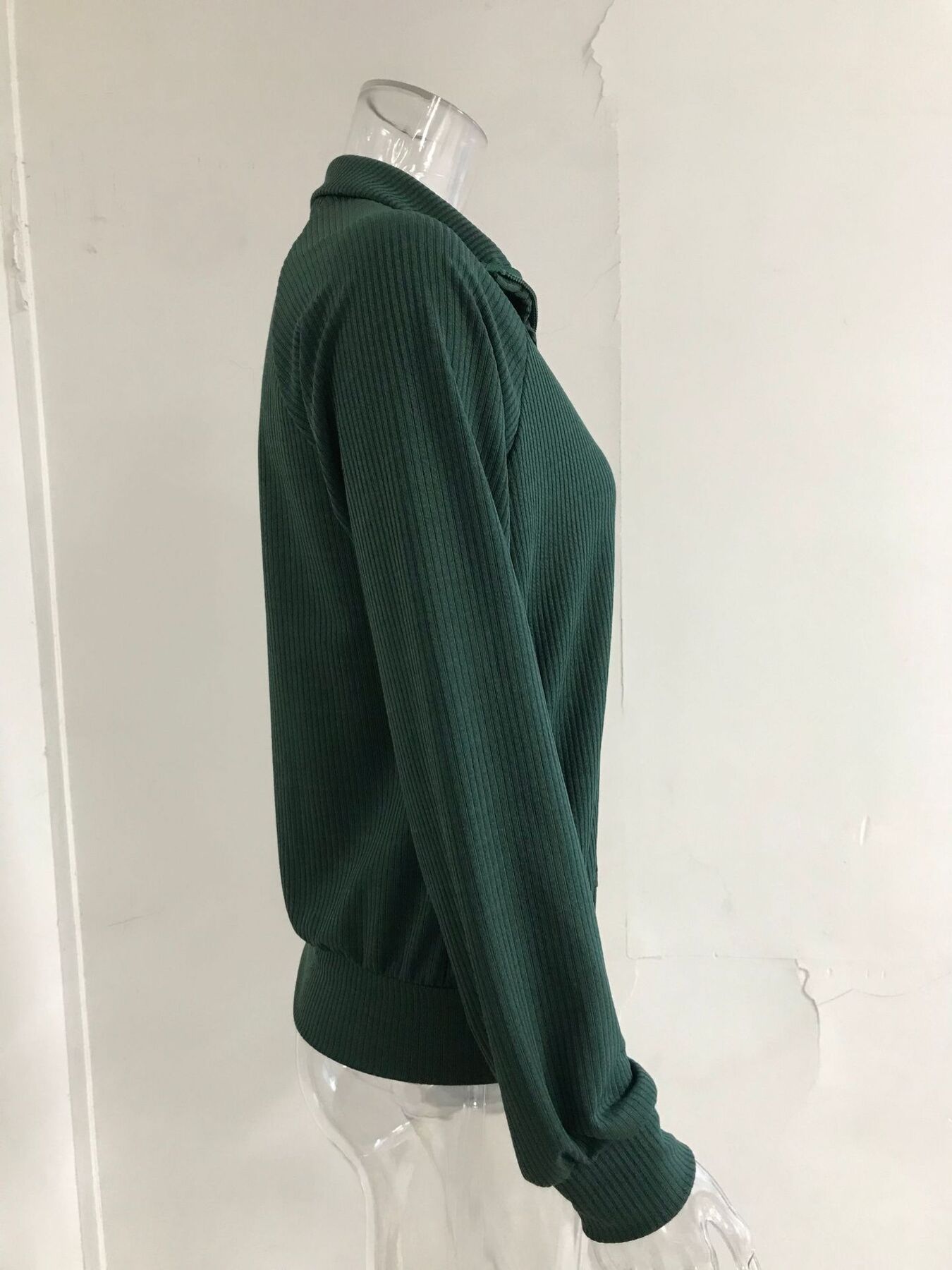 Full Size Ribbed Knit Zip-Up Outerwear Plus Size