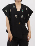 Plus Size Rhinestone Relaxed Fit Vest Coat