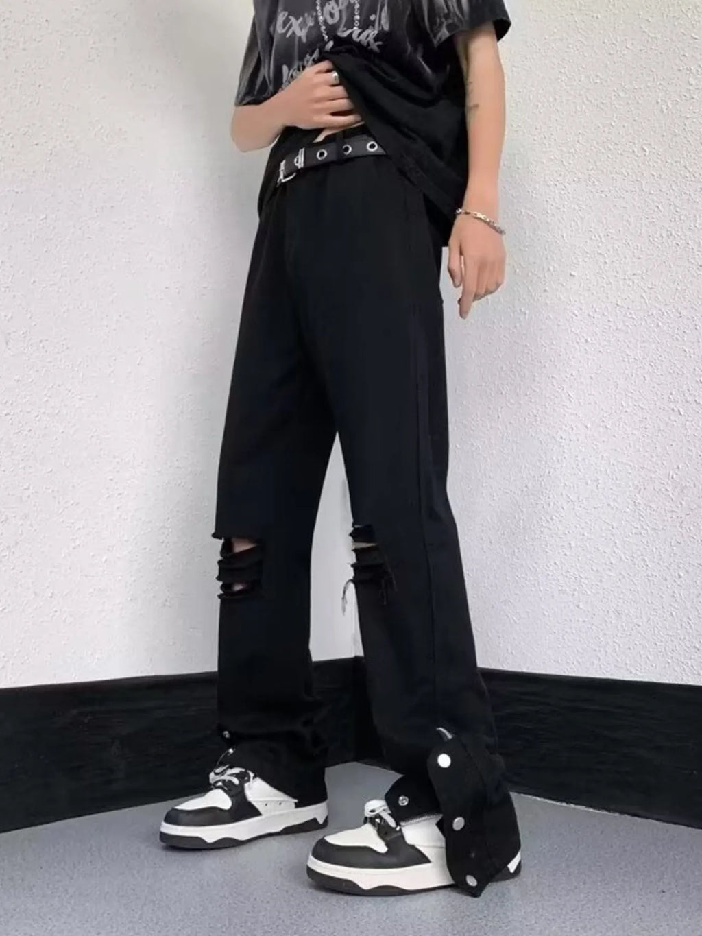 Men's Full Size Distressed Loose Fit Jeans Plus Size