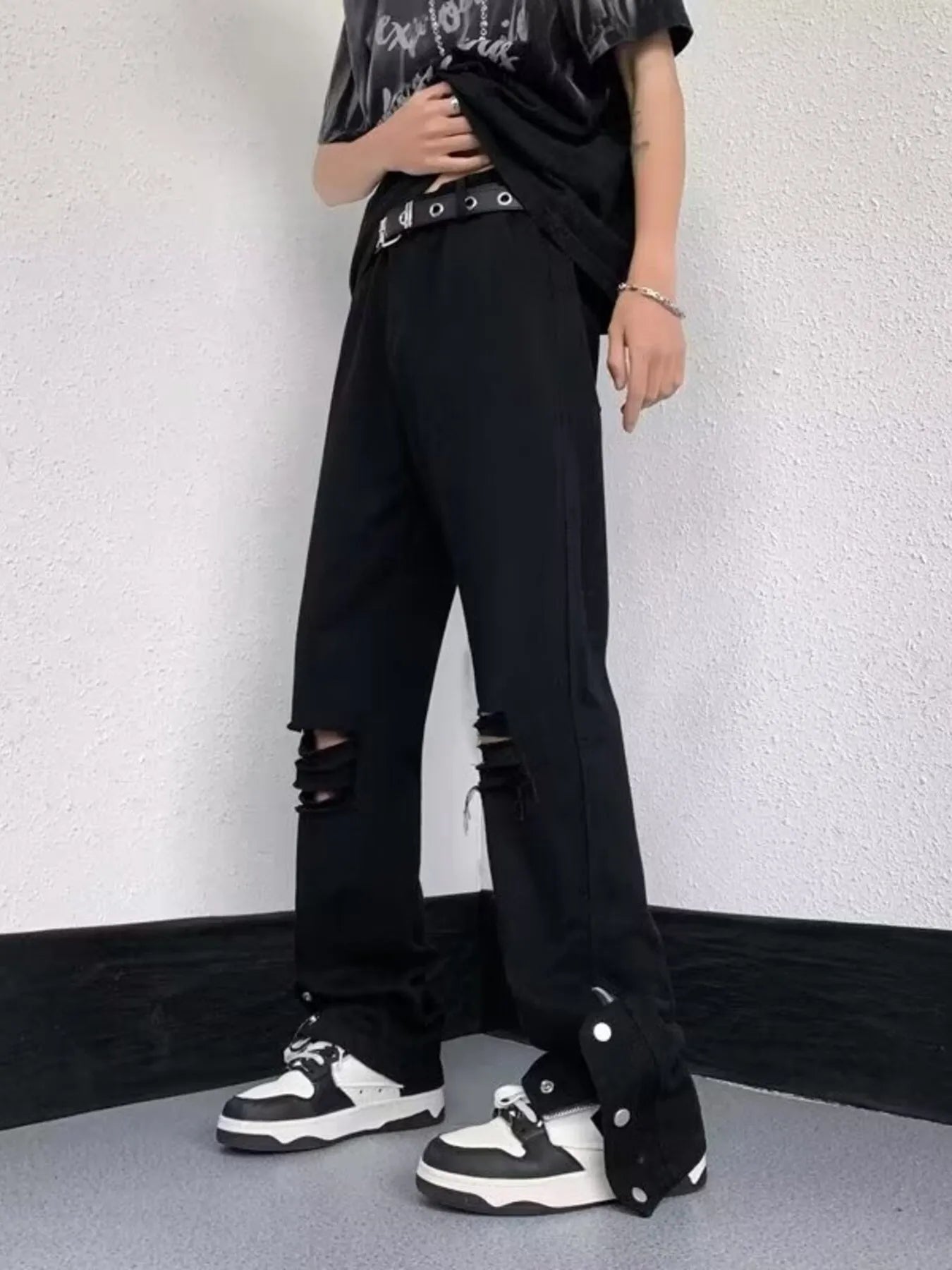 Men's Full Size Distressed Loose Fit Jeans Plus Size