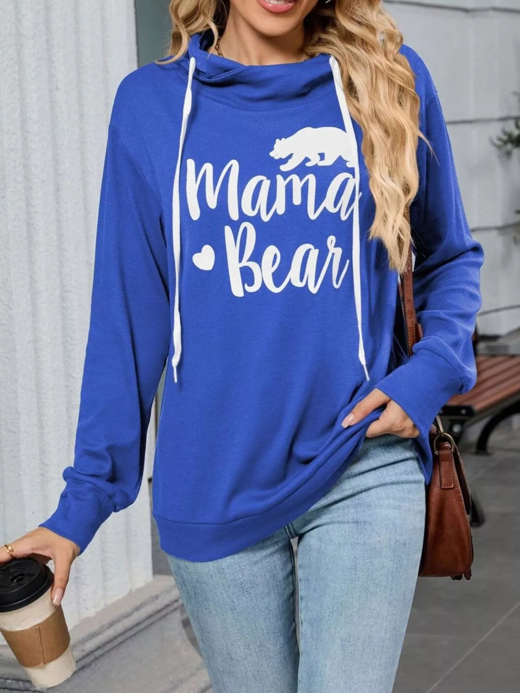 Contrast Letter Graphic Drawstring Long Sleeve Hoodie