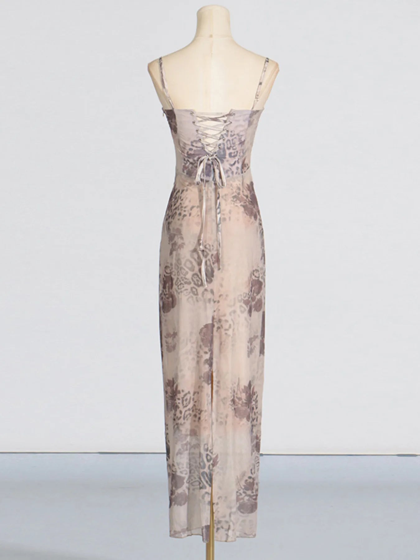 Printed Sweetheart Neck Bodycon Maxi Dress