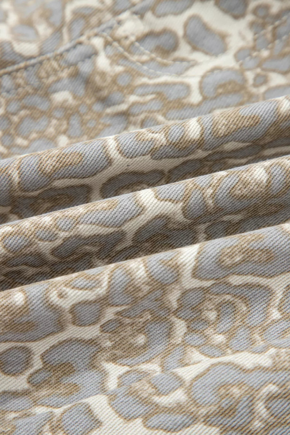 Raw Edge Leopard Print Denim Shorts