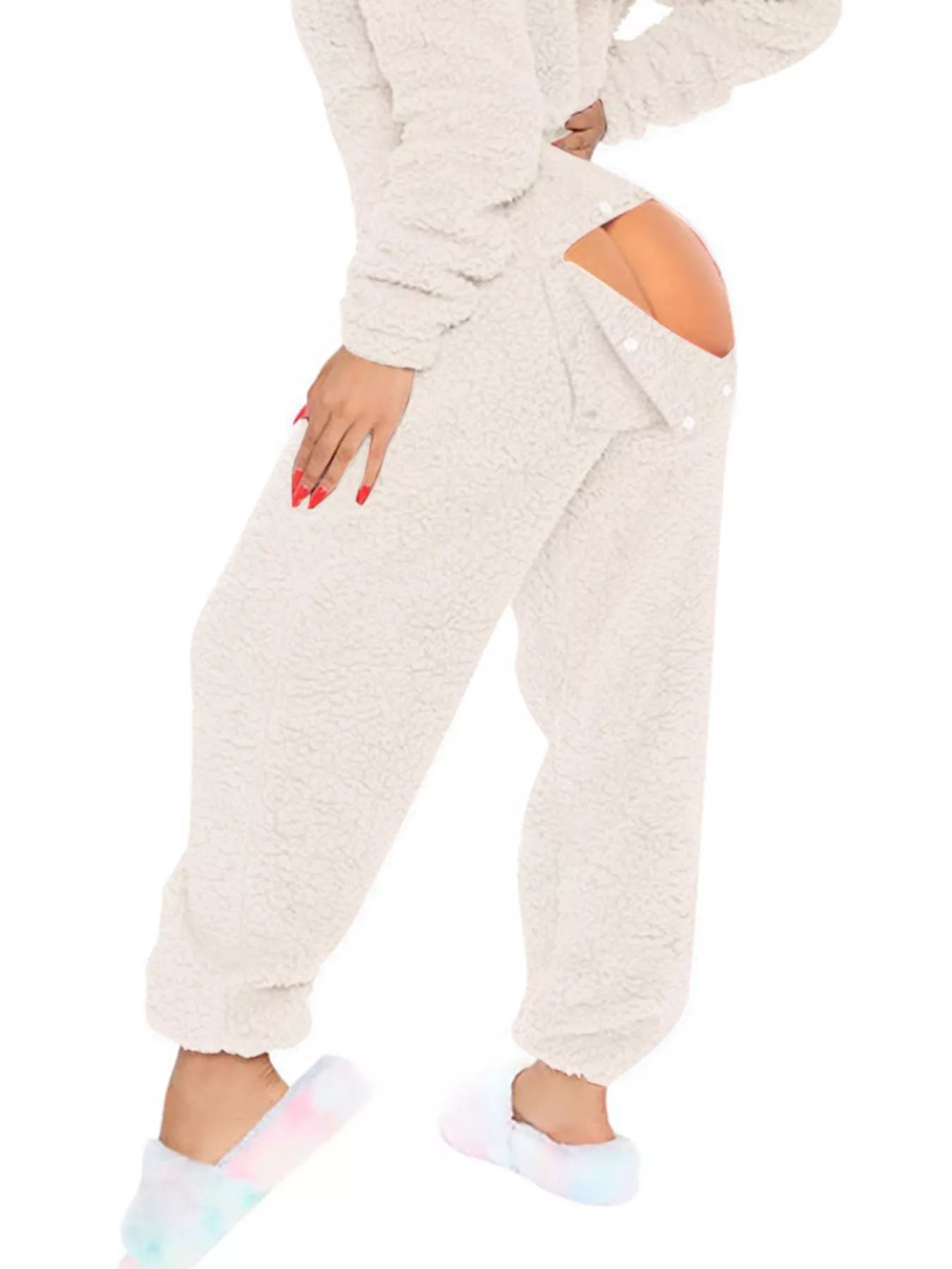 Fleece Hooded Open Back Jumpsuit