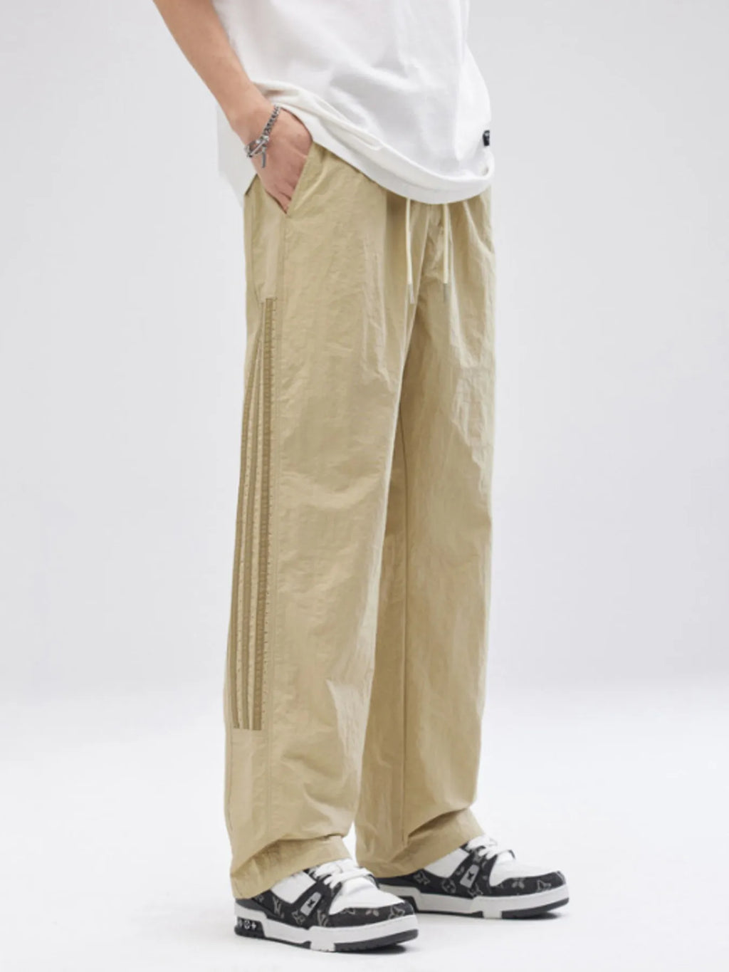 Men's Full Size Striped Wide Leg Pants Plus Size