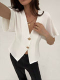 V-Neck Button-Down Shirt