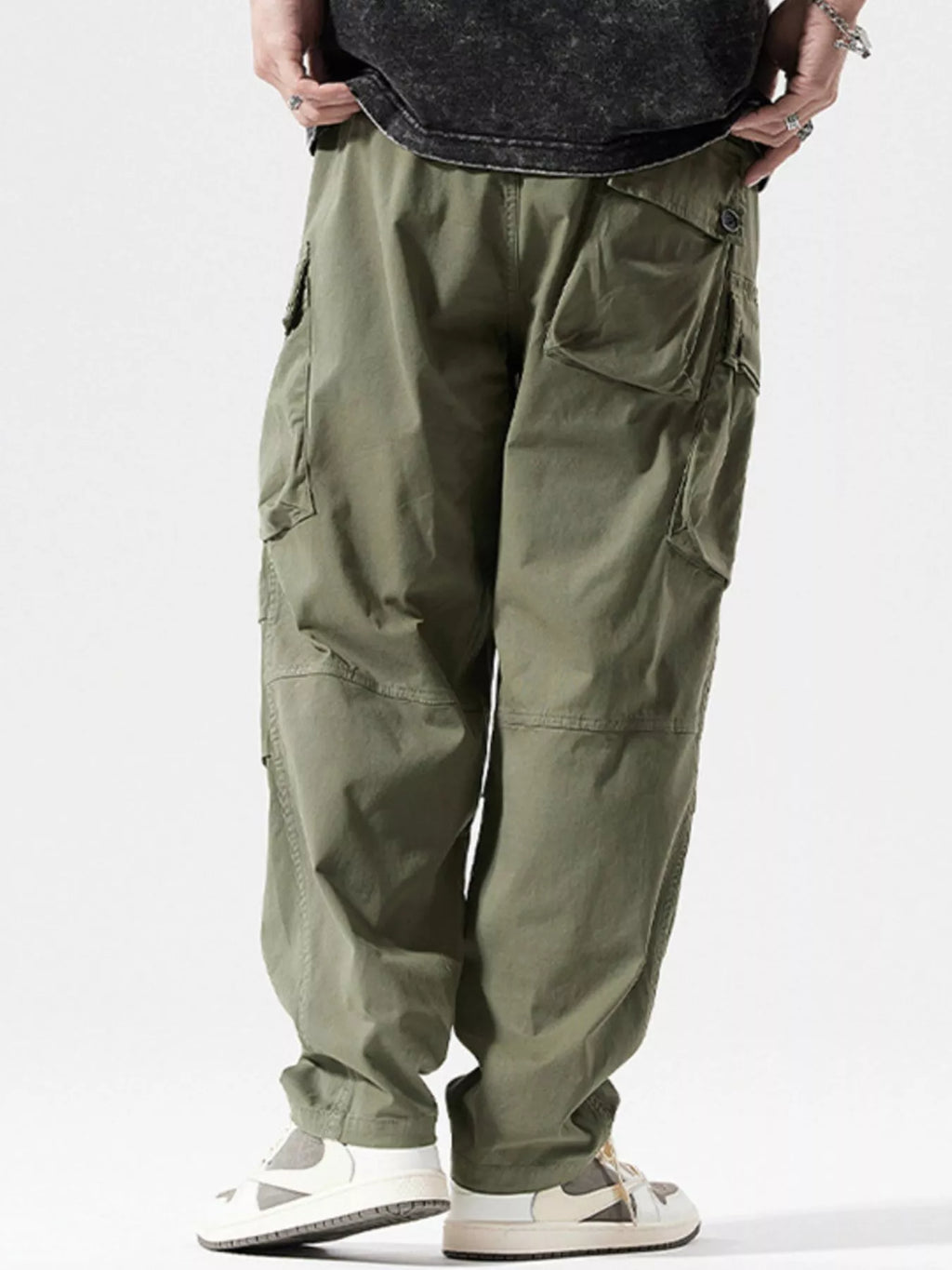 Men's Full Size Loose Fit Multi-Pocket Cargo Pants Plus Size