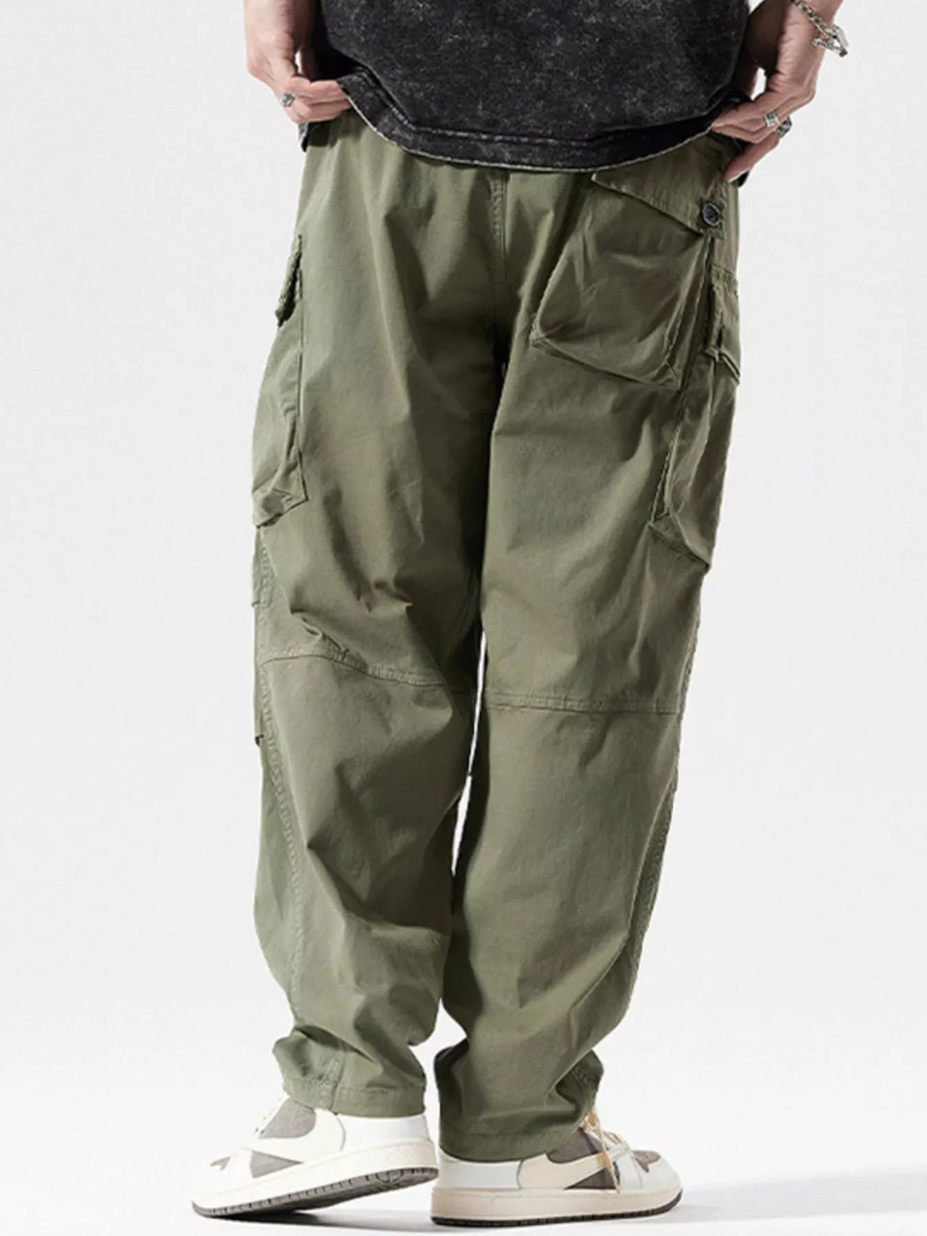 Men's Full Size Loose Fit Multi-Pocket Cargo Pants Plus Size