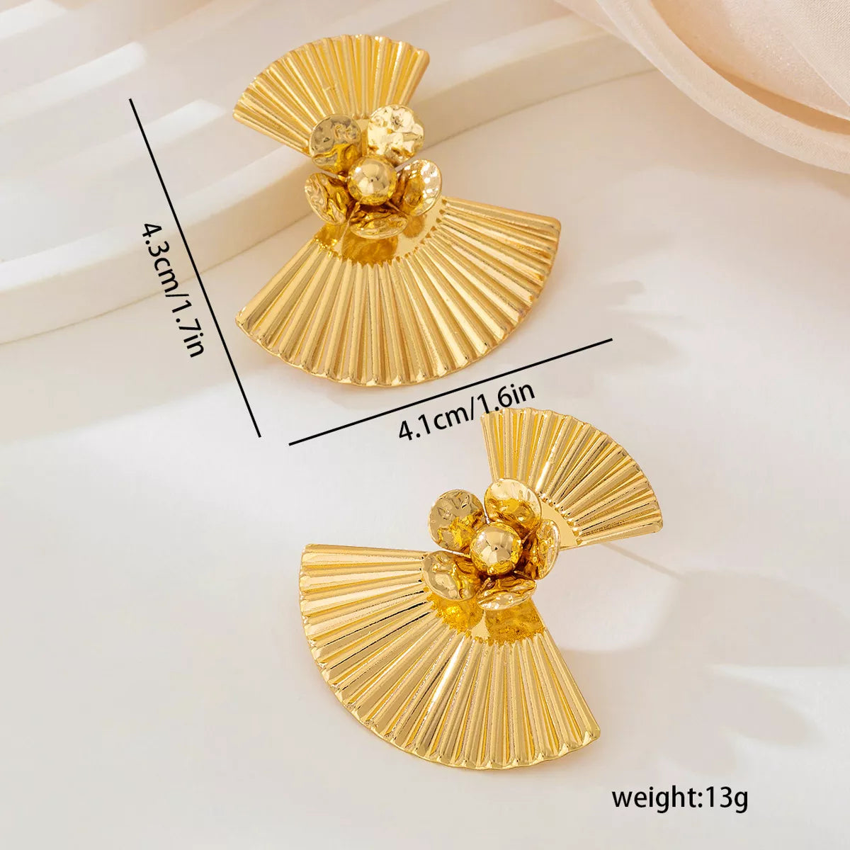 18K Gold-Plated Alloy Fan Earrings
