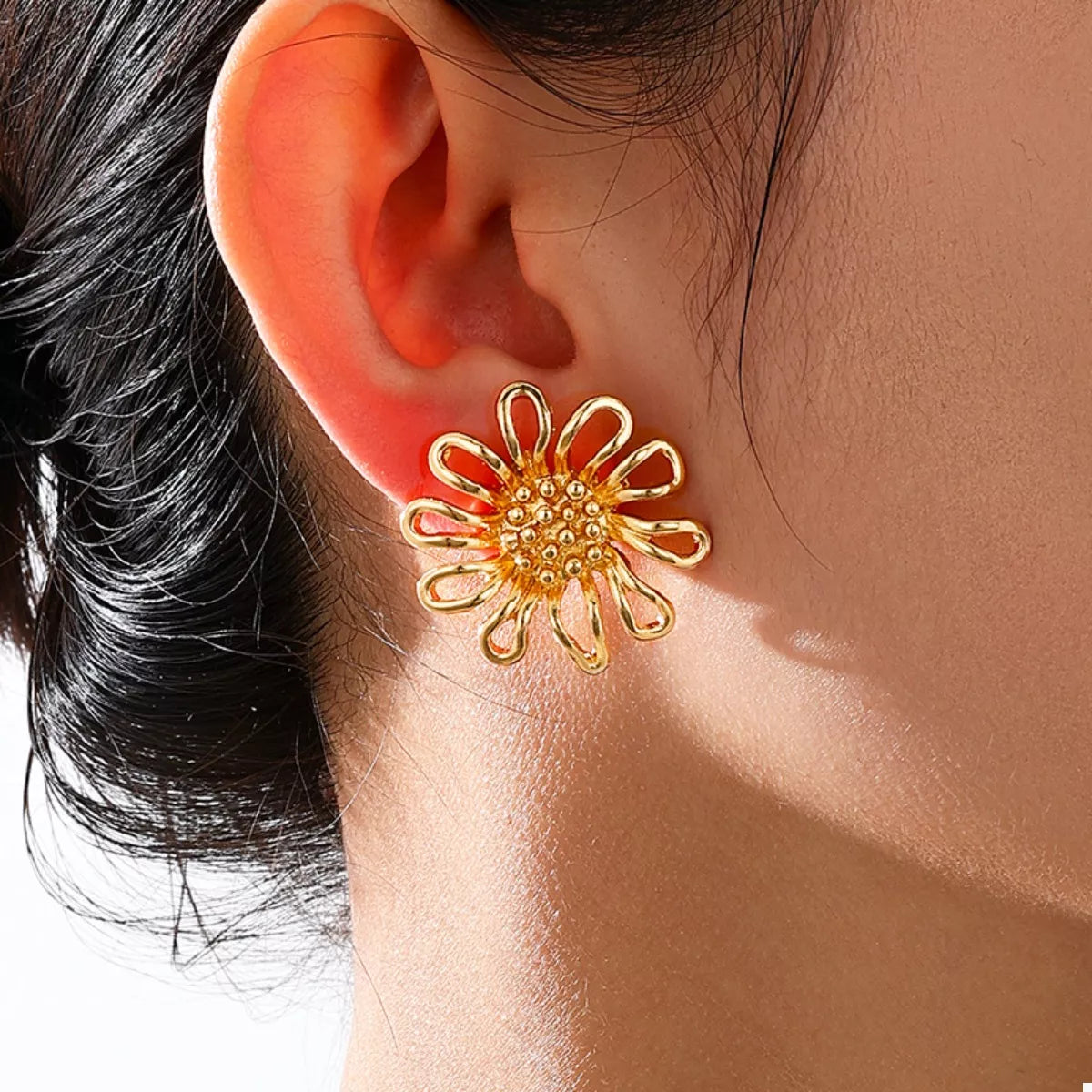 18K Gold-Plated Flower Stud Earrings