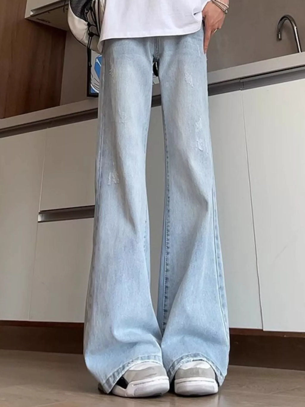 Men's Full Size Washed Flare Jeans Plus Size