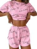 Printed Round Neck Tee and Shorts Set