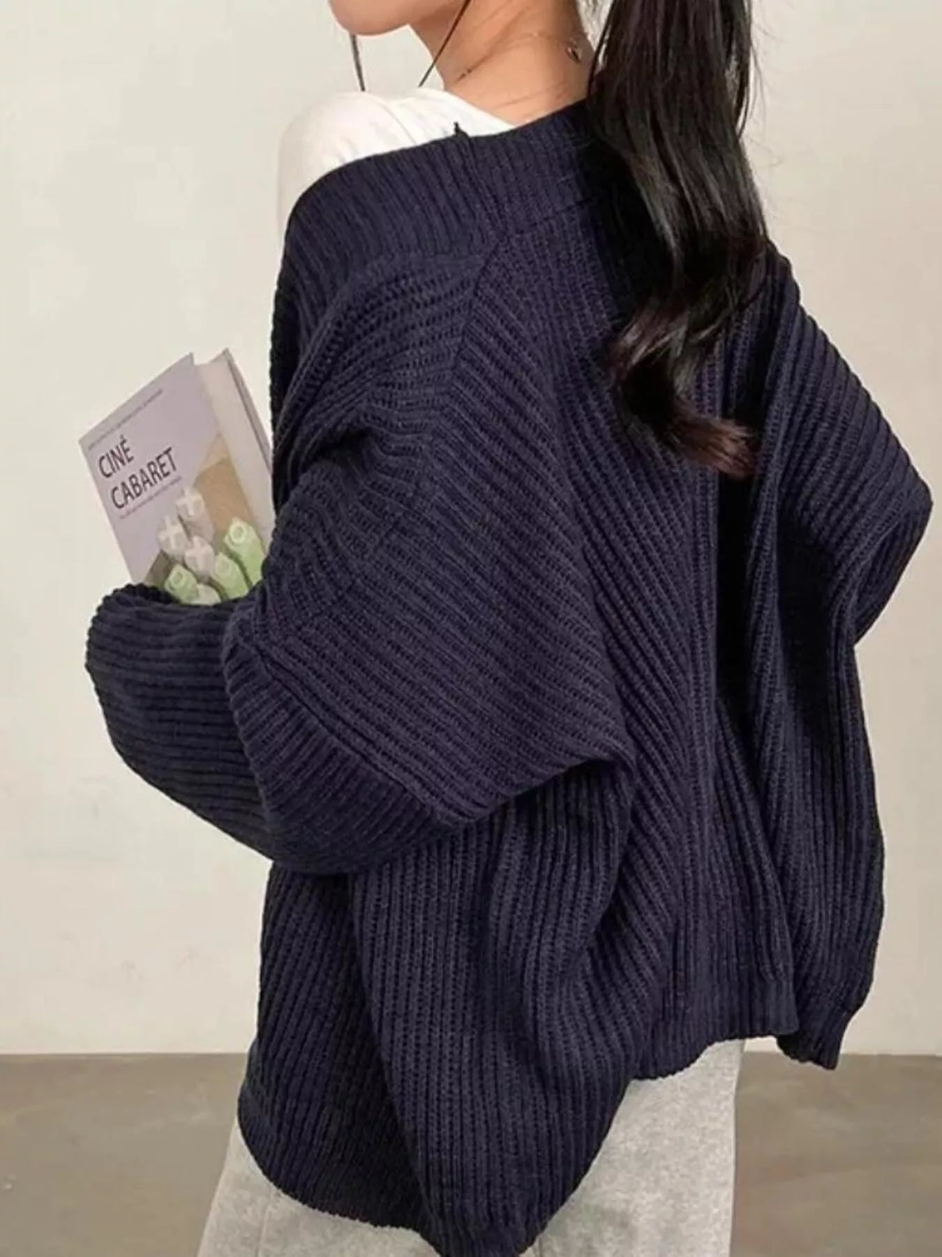 Open Front Oversized Knit Cardigan
