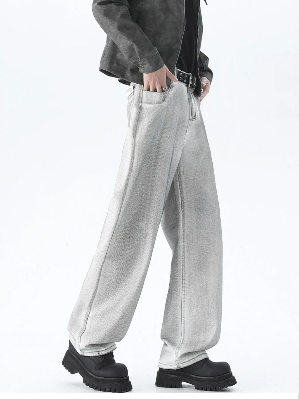 Men's Plus Size Wash Wide Leg Jeans