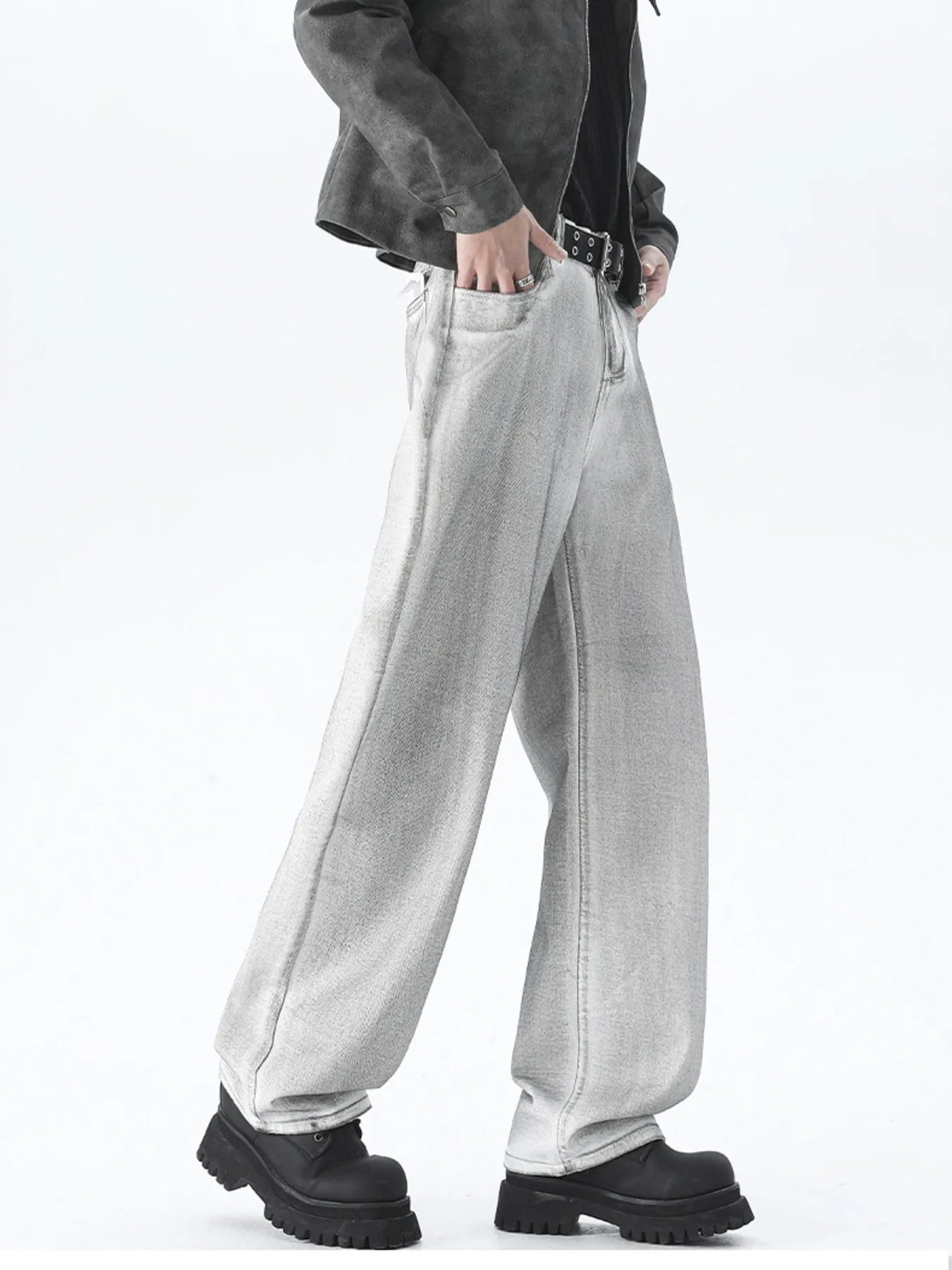 Men's Plus Size Wash Wide Leg Jeans