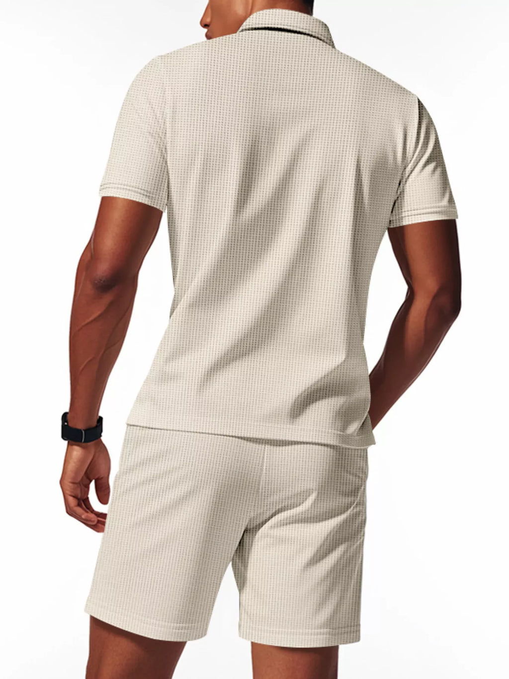 Men's Full Size Casual Short Sleeve Polo and Shorts Set Plus Size