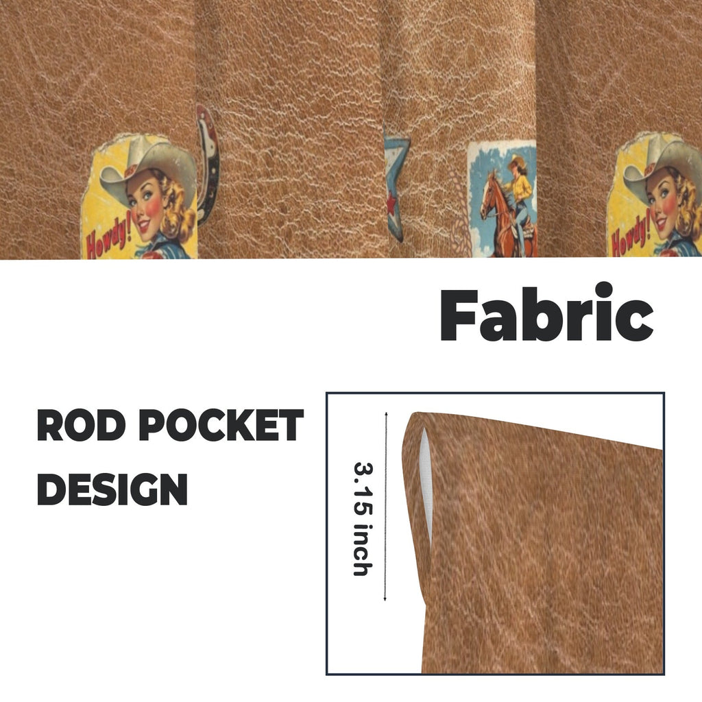 Baha Ranch Vintage Cowgirl Window Curtains 28"x40" (2-Piece) Made in America