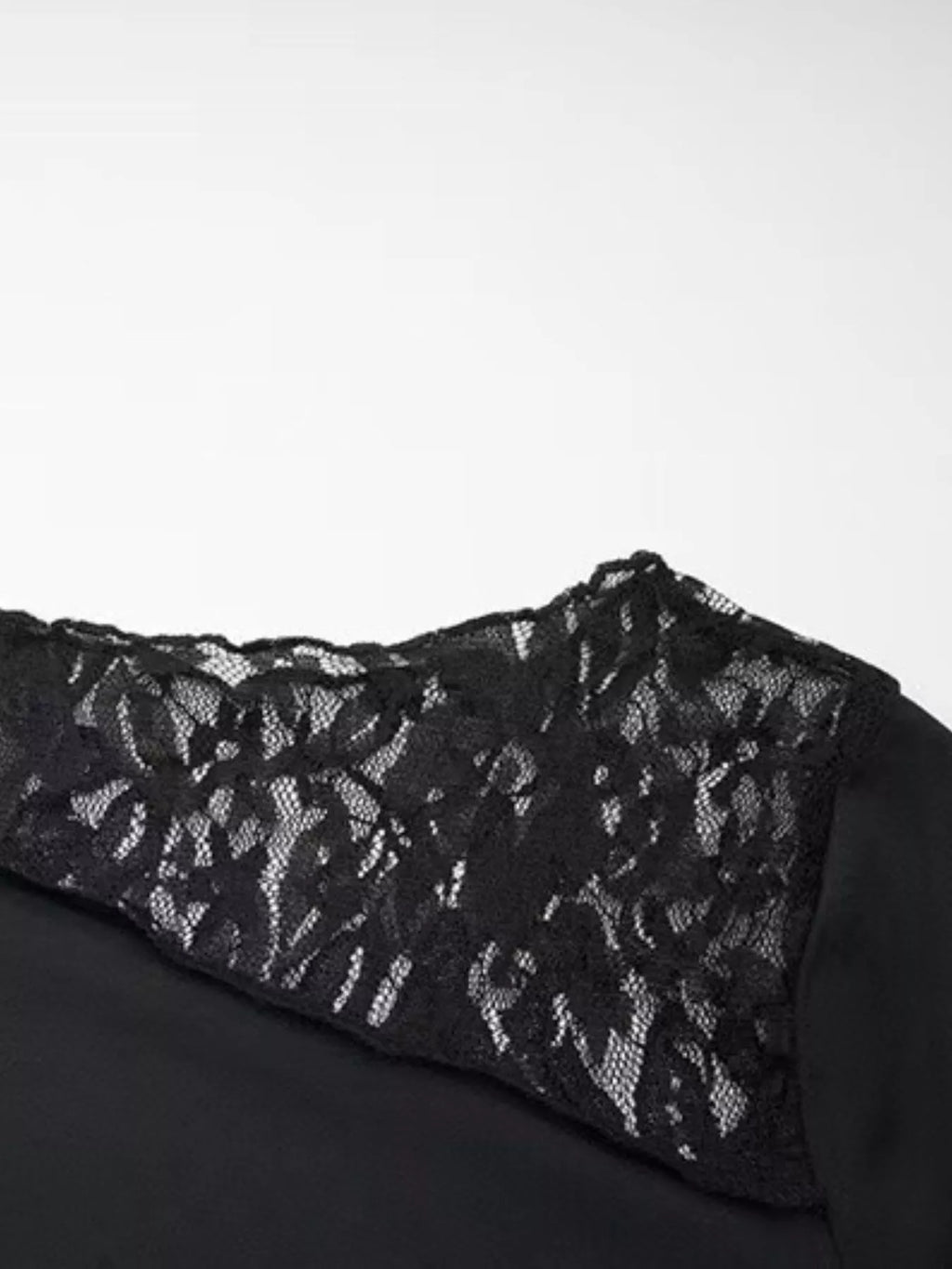 Asymmetrical Lace Trim Long Sleeve T-Shirt