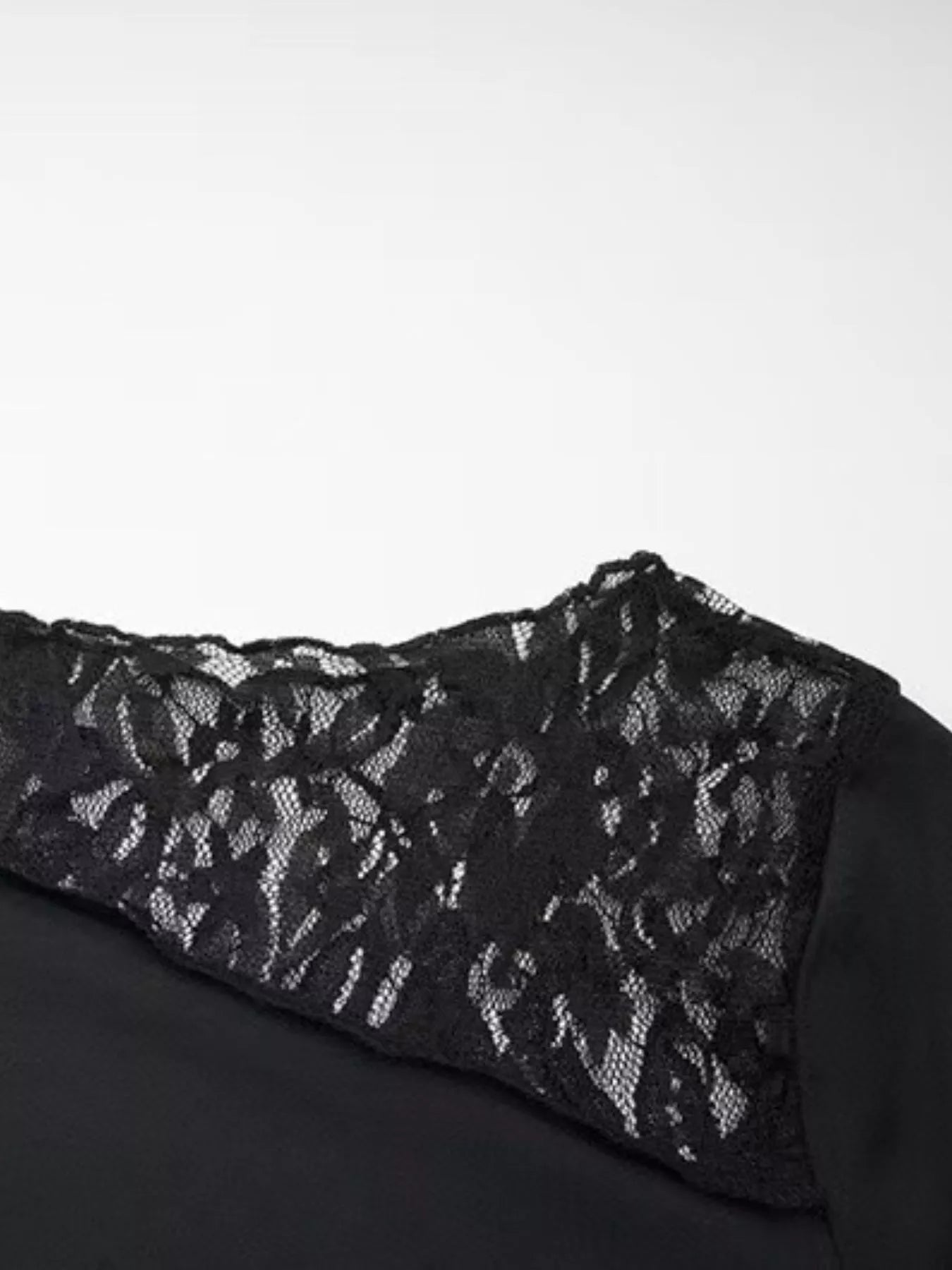 Asymmetrical Lace Trim Long Sleeve T-Shirt