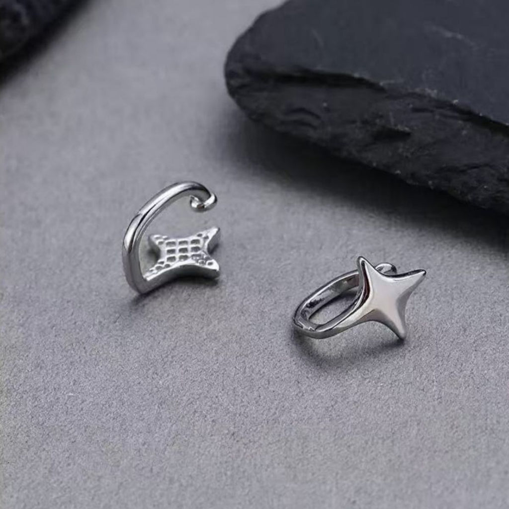 925 Sterling Silver Star Cuff Earrings