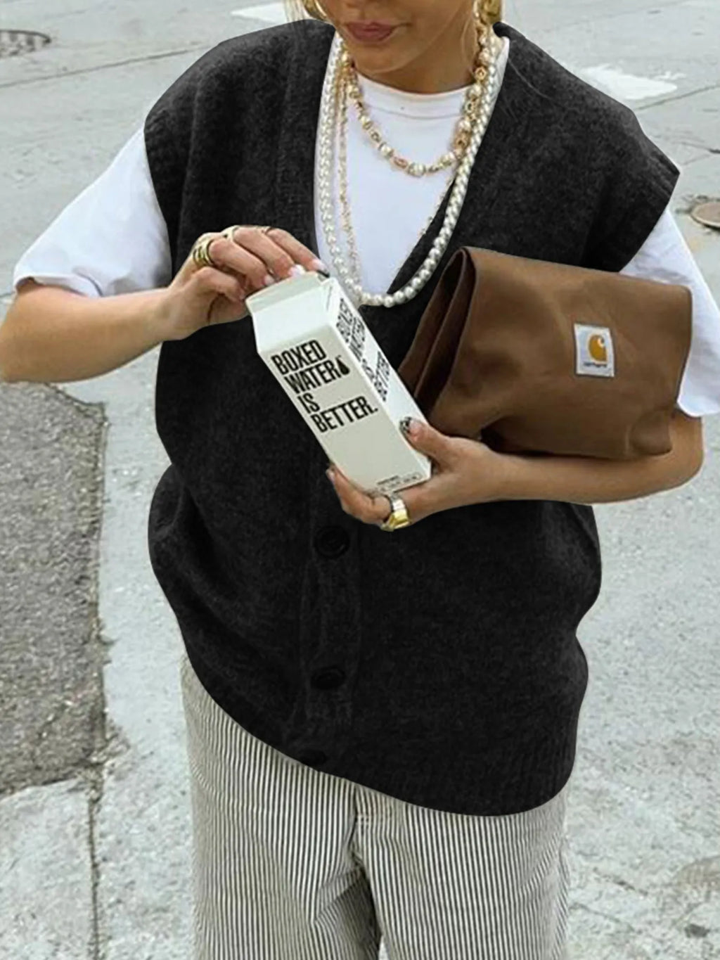Button-Front Sweater Vest