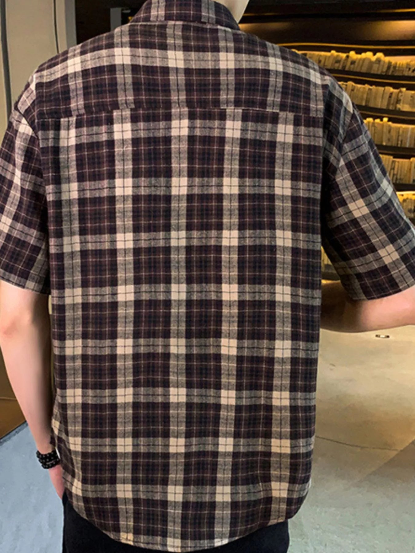 Men's Plus Size Casual Plaid Short Sleeve Shirt