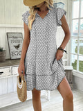 Full Size Ruffled Layered Printed Mini Dress Plus Size