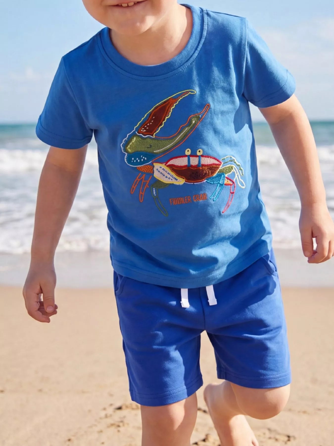 Children's Crab Embroidered T-Shirt and Shorts Set