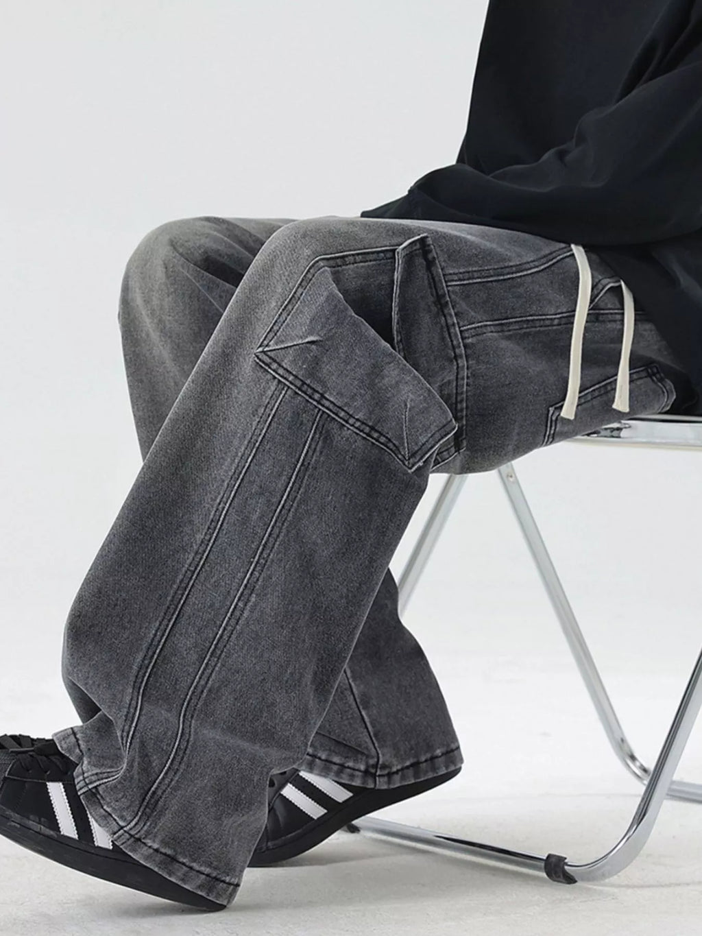 Men's Full Size Wide Leg Cargo Jeans Plus Size