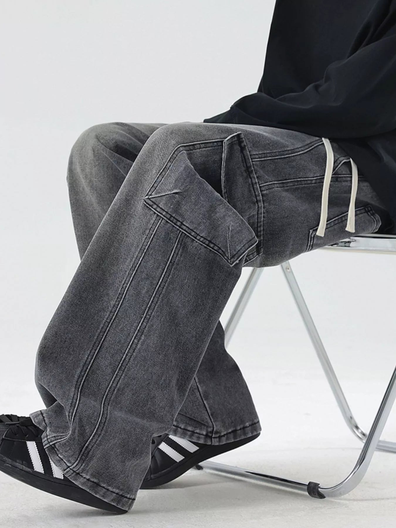 Men's Full Size Wide Leg Cargo Jeans Plus Size
