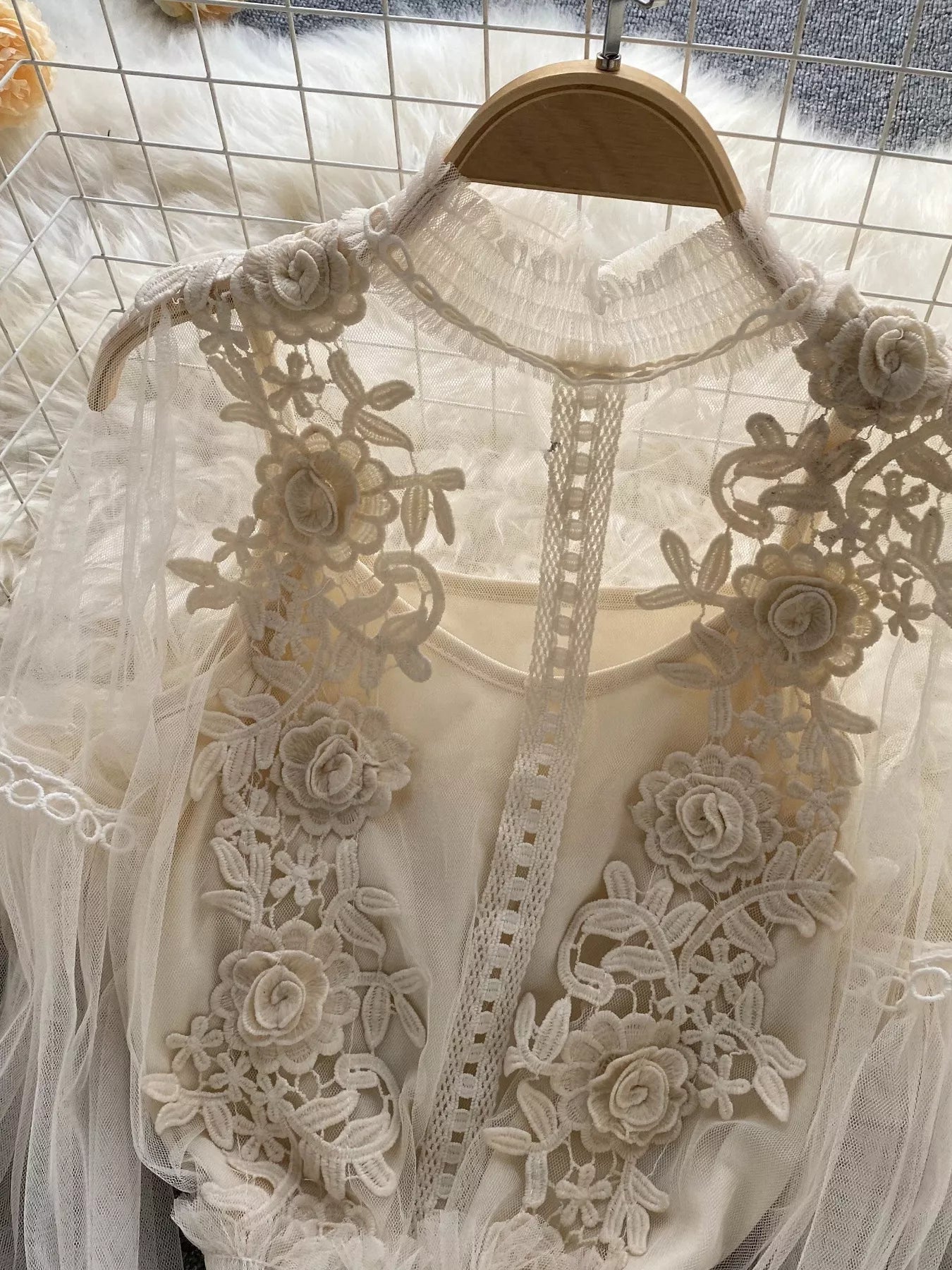 Floral Lace Blouse & Cami Set