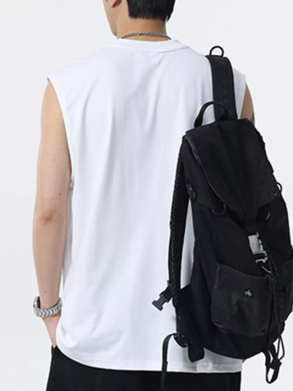 Men's Plus Size Round Neck Tank with Chest Pocket
