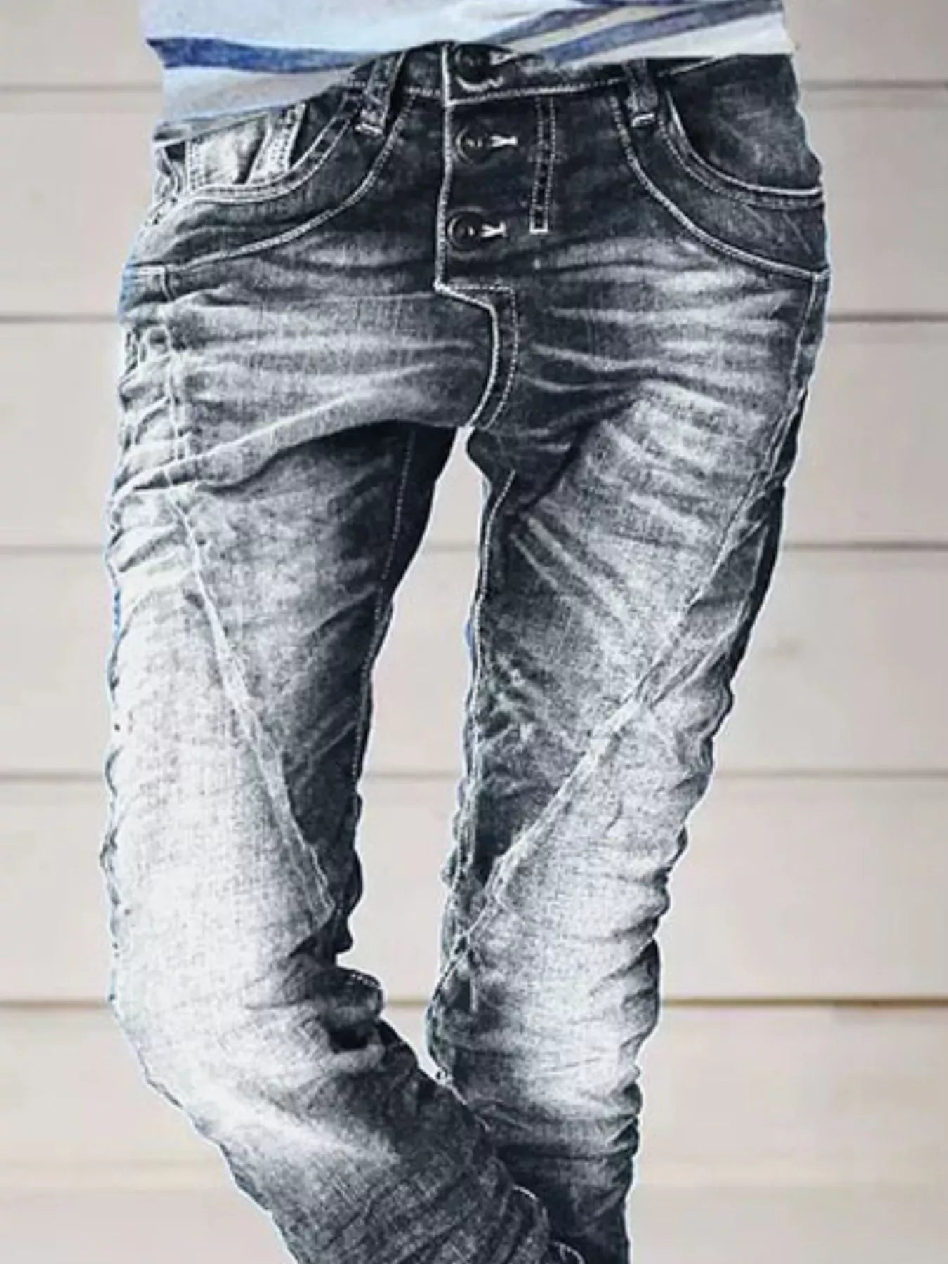 Full Size Washed Button-Fly Jeans Plus Size