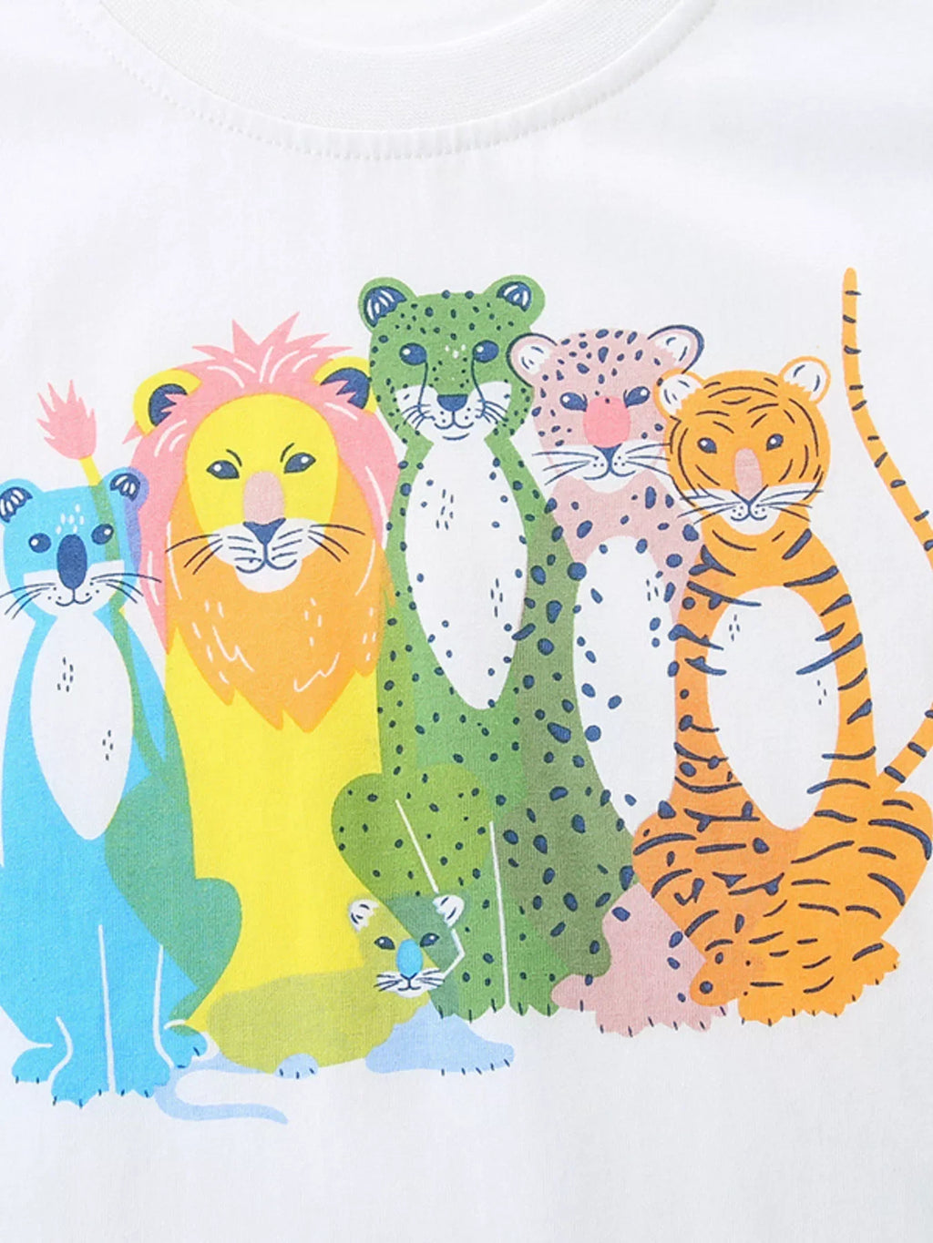 Kids' Wild Animal Graphic Round Neck T-Shirt