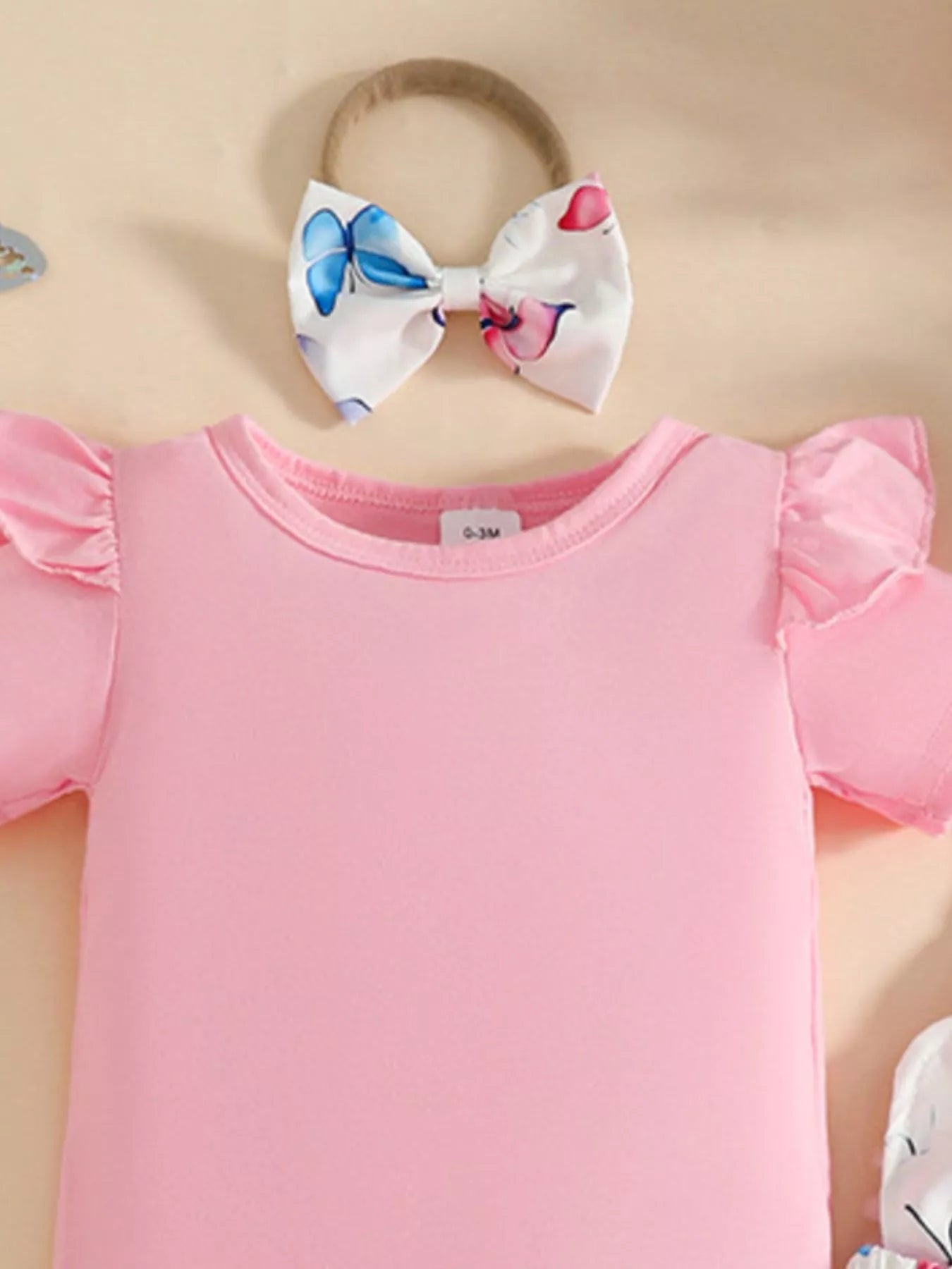 Children's Ruffled Bodysuit and Dress Set with Headband