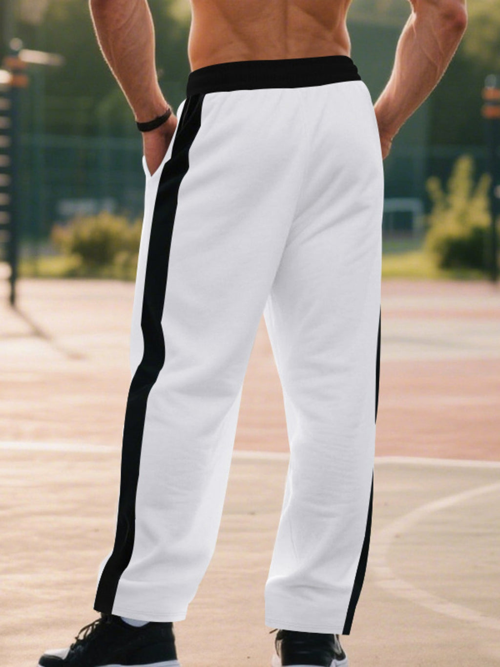 Men's Full Size Side Stripe Wide Leg Pants Plus Size