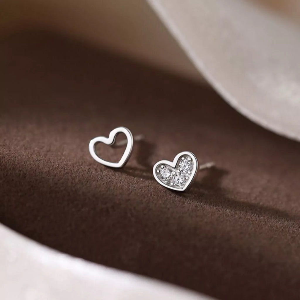925 Sterling Silver Heart Stud Earrings