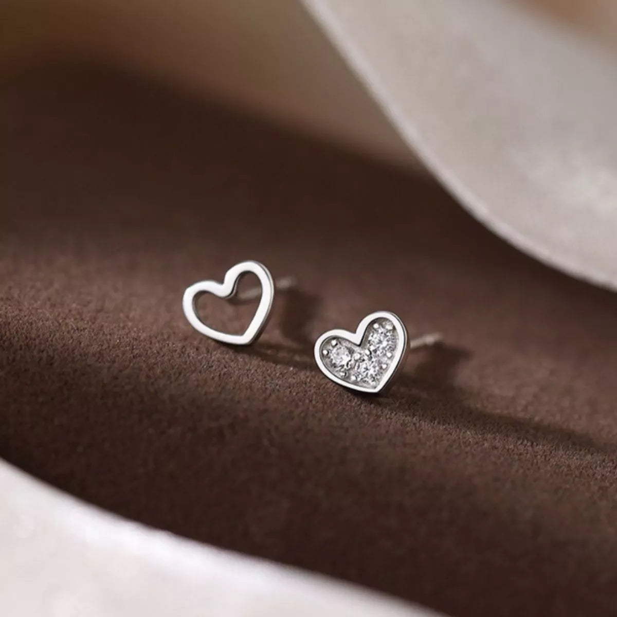 925 Sterling Silver Heart Stud Earrings