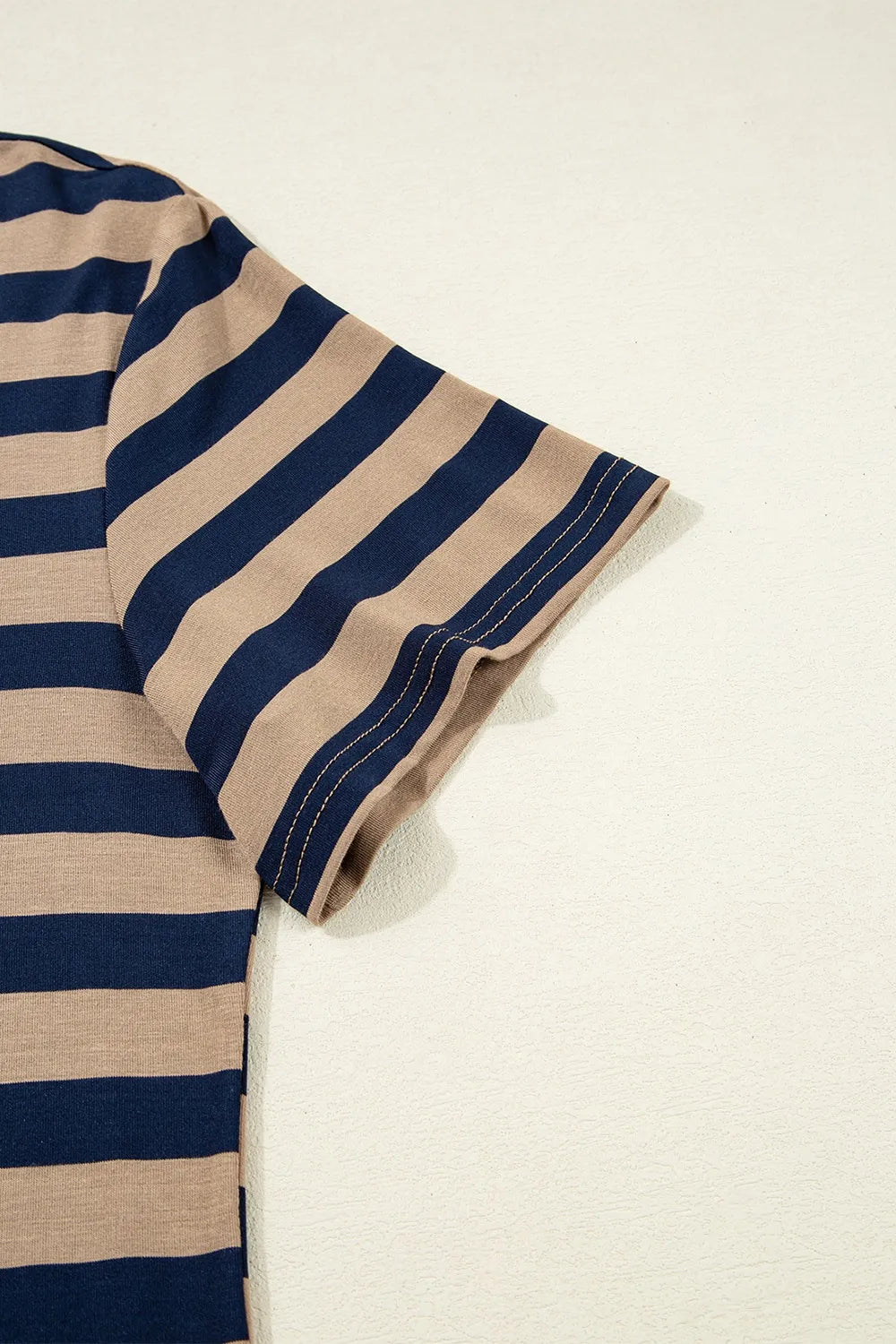 Casual Striped V-Neck Midi T-Shirt Dress