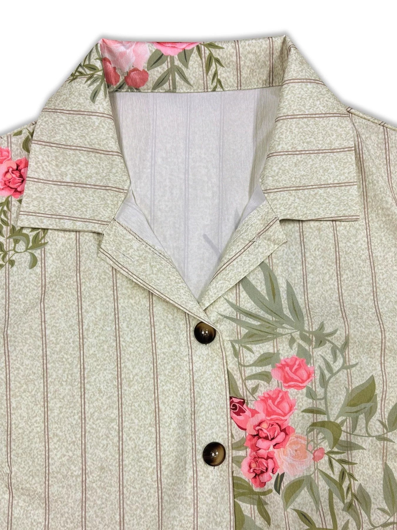 Plus Size Floral Striped Button-Down Midi Shirt Dress