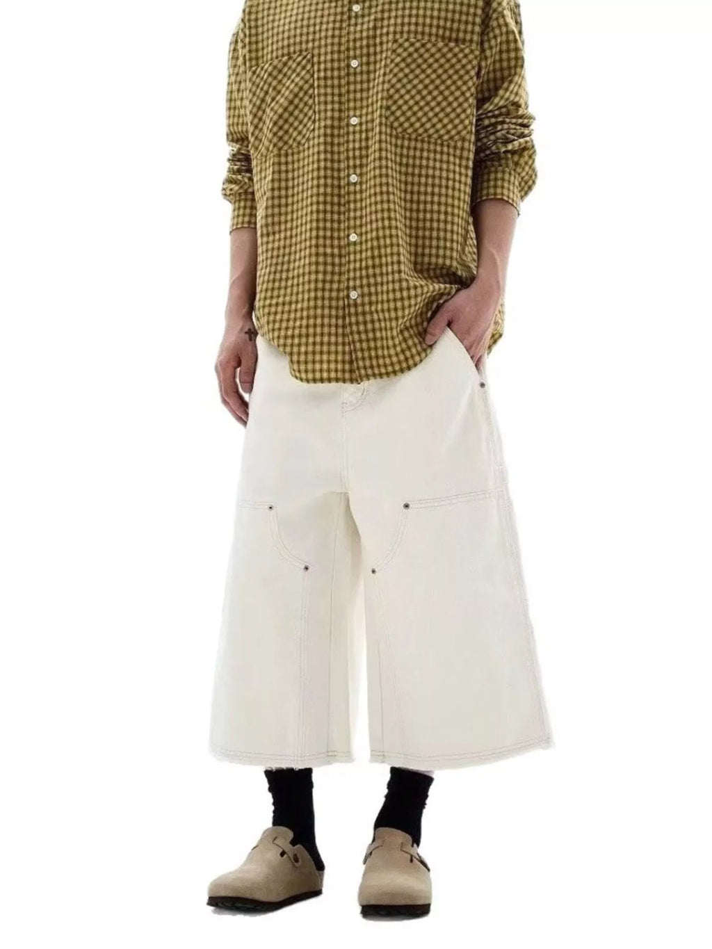 Men's Plus Size Wide Leg Cropped Jeans