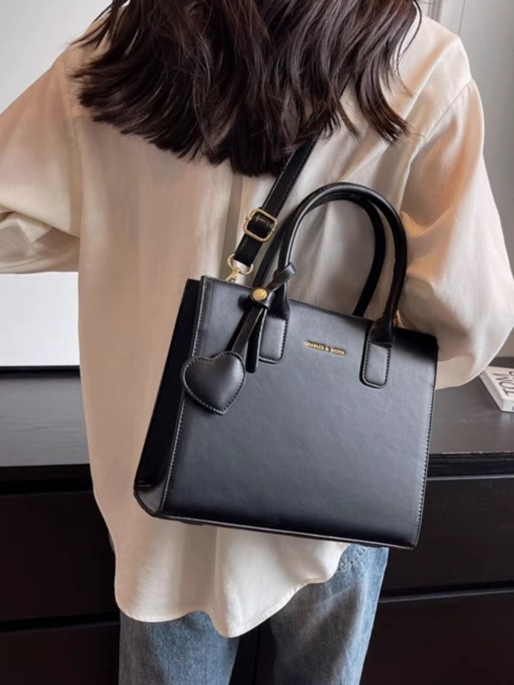 Top Handle Leather Crossbody Bag
