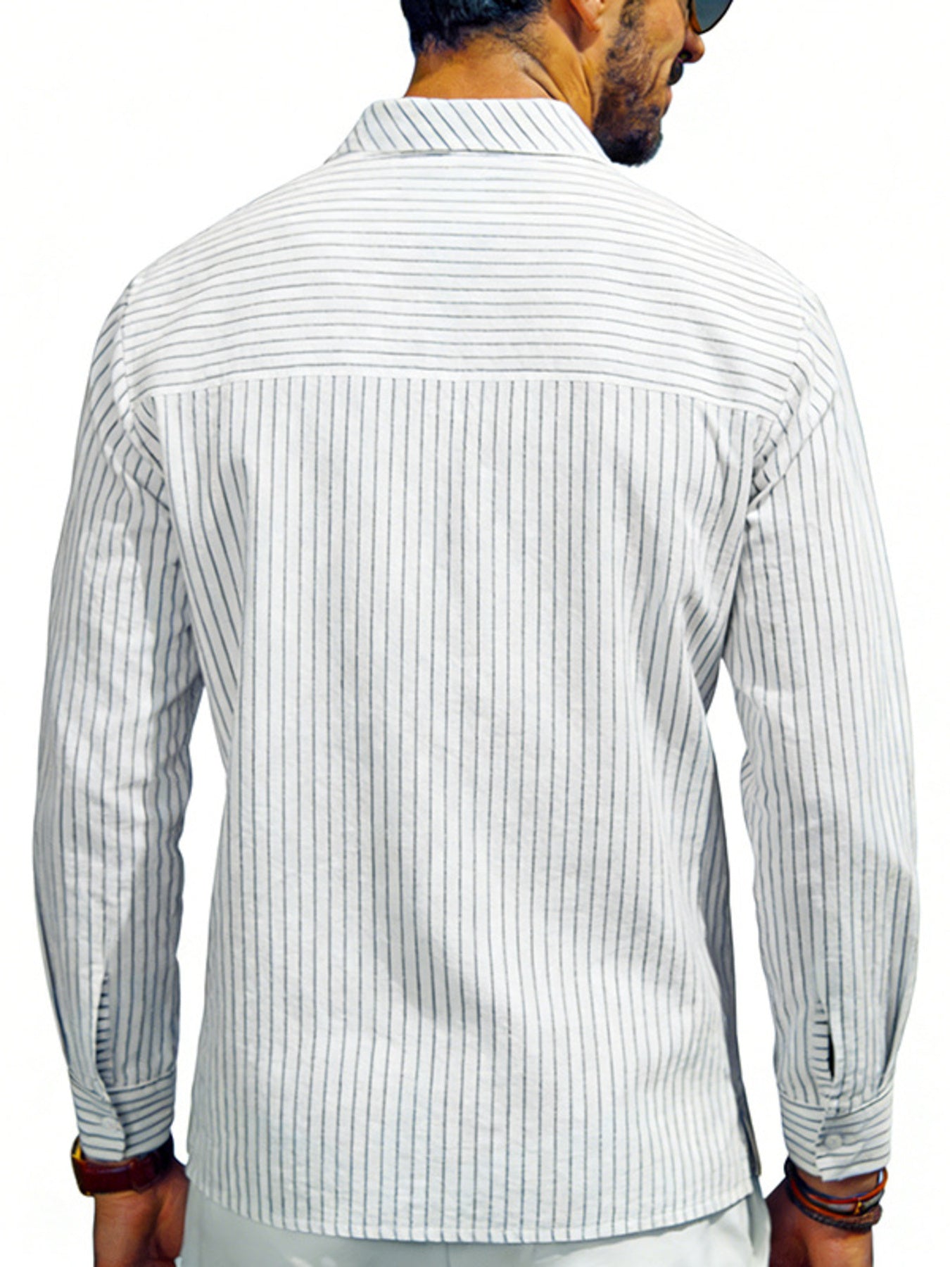 Men's Full Size Striped Long Sleeve Shirt Plus Size