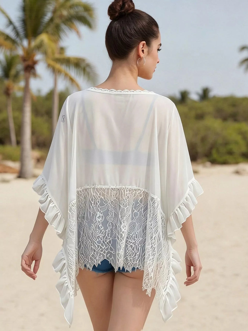 Lace Trim Flowy Cover-Up