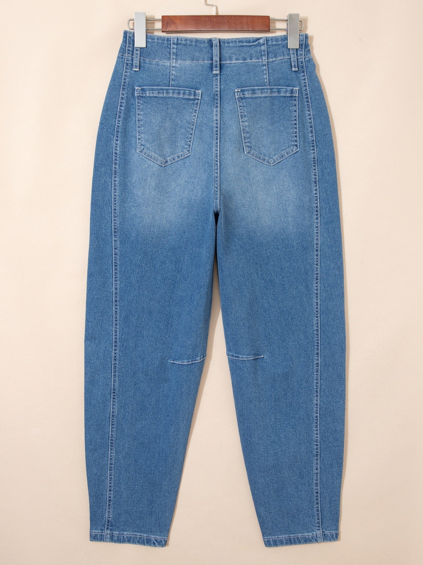 Washed Cuffed Barrel Jeans