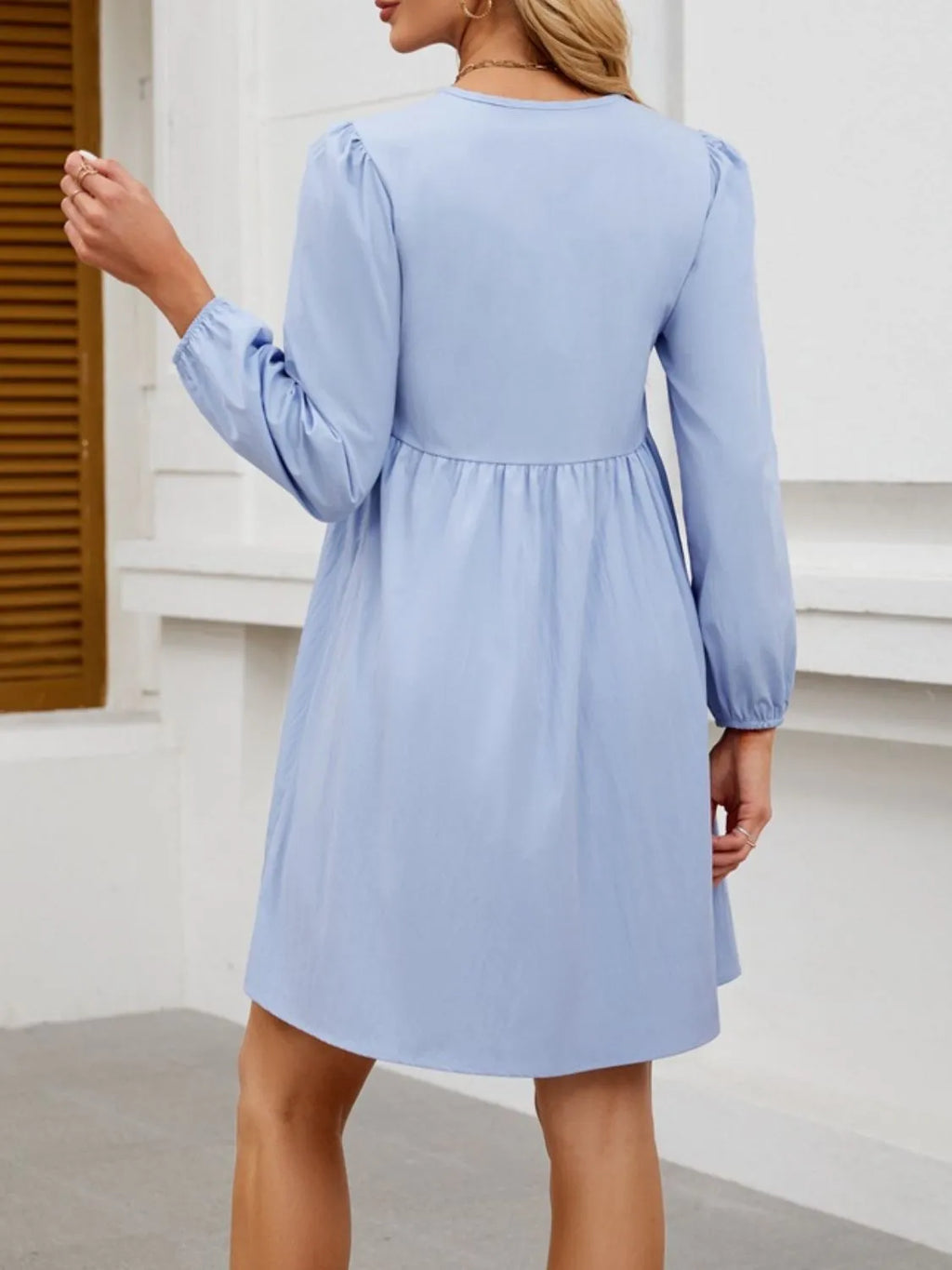Tie Front Long Sleeve Mini Dress