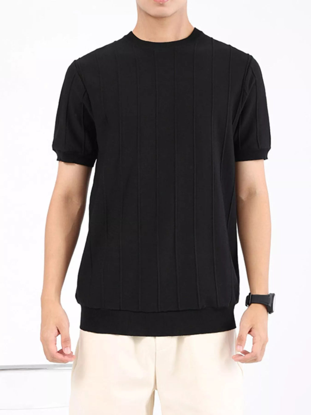 Men's Plus Size Textured Short Sleeve T-Shirt